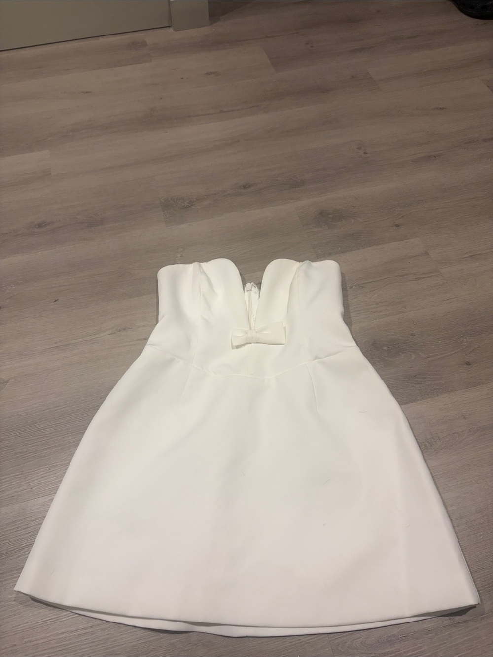 Meshki White Strapless Mini Dress with Bow